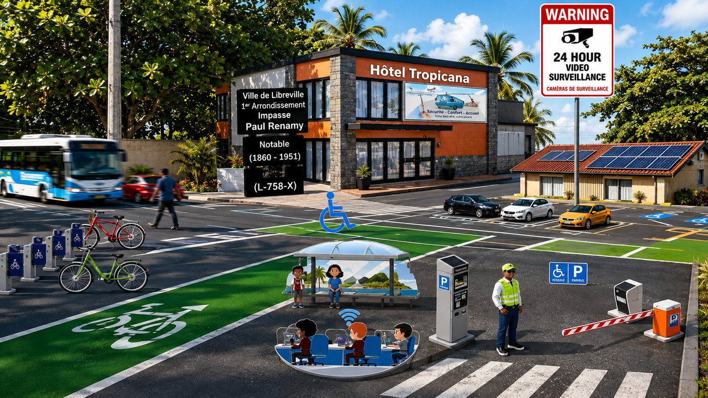 Projection d'aménagement de l'Hôtel Tropicana et de son parking sécurisé